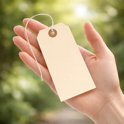 Premium Hang Tags with String - Box of 100 Tags #5-4.75” x 2.375" - String Tags for Labeling with Reinforced Eyelet and String Attached - Image 6