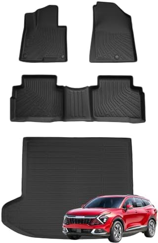 Joruoo-Floor Mats & Cargo Liner for 2023-2025 2026 Kia Sportage Hybrid, All-Weather Heavy Duty TPE Floor Liners Full Coverage Automotive for Sportage Accessories by JORUOOServeyouwellalltheway