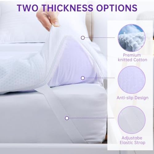 MUXHOMO 3 Inch 7-Zone Queen Mattress Topper, Egg Crate Memory Foam Mattress Topper Queen Size for Back Pain, Lavender Gel Infused Bed Pad, CertiPUR-US and Oeko-TEX Certification (60"×80") - Image 3
