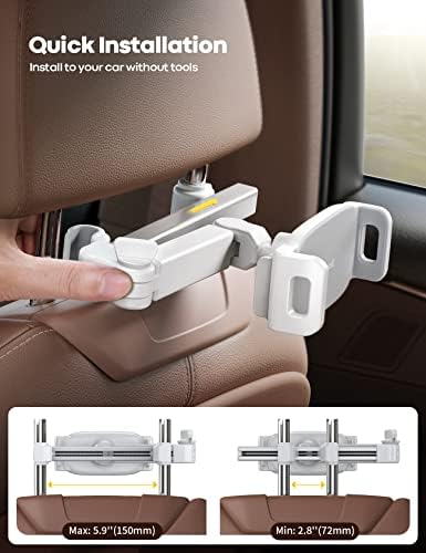 Lamicall Car Headrest Tablet Holder, 3 in 1 Extension Adjustable Arm - Image 4