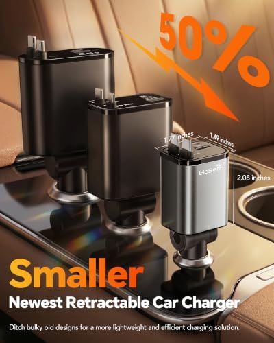 Retractable Car Charger for iPhone 18 Pro,75W Car Charger USB C Fast Charge - Image 5