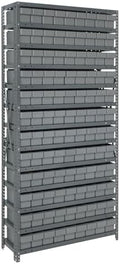 Quantum Storage Systems 1875-604GY Solid Heavy Duty 13 Shelves 108 Super Tuff Euro Gray Bins 75" H x 36" W x 18" D by QuantumStorageSystems