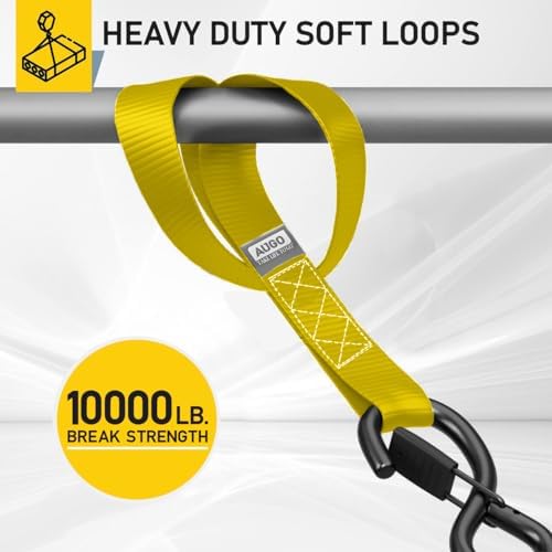 AUGO Heavy Duty Soft Loops –Pack of 6-1.5” x 17” Tie Down Anchor Straps for Use w/Ratchet Strap Hooks – 3000Lb Load Capacity & 10,000Lb Break Strength – Great for Motorcycle, Bike, Roof Rack, Etc. - Image 2