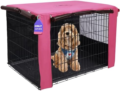 HiCaptain 36-Inch Dog Crate Cover with Mesh, Waterproof Kennel Cover, Pink by HiCaptain