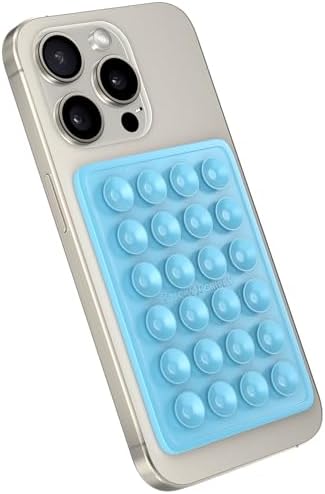 StickyGrippy Suction Phone Case Mount, Sillicon Adhesive Phone Accessory for iPhone and Android, Hands-Free Strong Grip Mirror Shower Phone Holder, Tiktok Videos and Selfies (Pearl Blue) by StickyGrippy