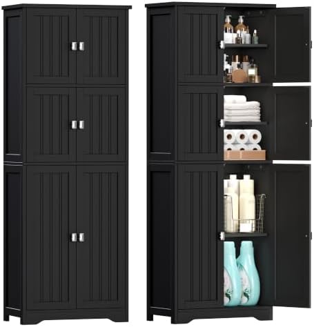 Tall Bathroom Storage Cabinet, 63" H Linen Floor Cabinet by Zeibospri