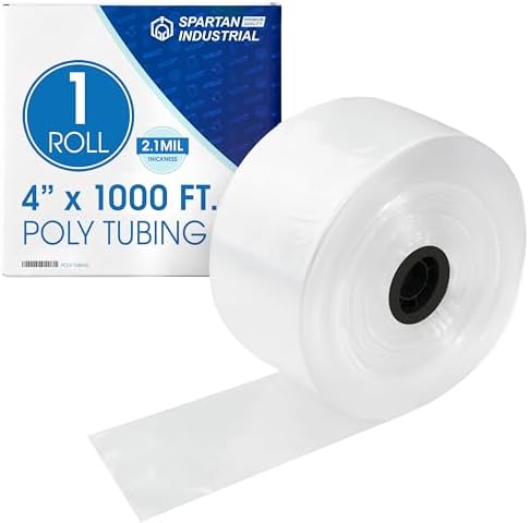 4" Wide LDPE Flat Poly Tubing Mini Roll, 4" W x 1000' L, 2 Mil by SpartanIndustrial