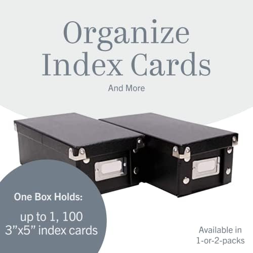 Snap-N-Store Index Card Holder Storage Box - Collapsible Organizer Box fits 1100 Flash Cards - Business, Recipe, or Note Card - 4 x 6, 1 Pack, Black - Image 4