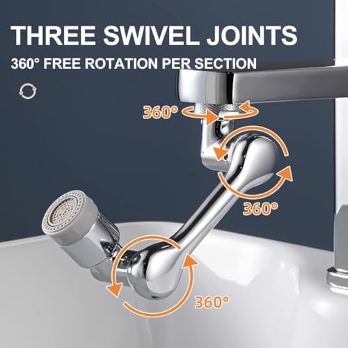 1080° Rotating Faucet Aerator Universal Splash Filter Faucet 1080 Degree Big Angle Swivel Faucet Extender Aerator Kitchen Tap Extend Bathroom Sink Gargle Face Wash Faucets Bubbler (Dual Mode) - Image 2