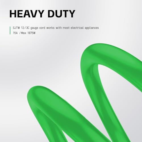 EP 10 Ft 12/3 SJTW Lighted Outdoor Extension Cord,Green - Image 5