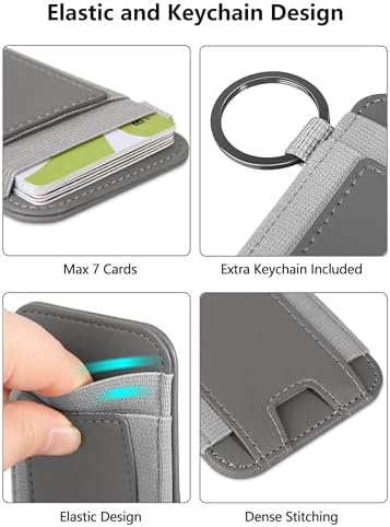 ExtreLife For Magsafe Wallet, Strongest Magnetic Wallet for iPhone 17/16/15/14/13/12 Series, Magnetic Card Holder with 2 Card Slots, RFID Blocking, Vegan Leather, Hold 7 Cards, Gray - Image 3