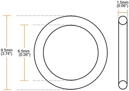 uxcell Pack of 100 Nitrile Rubber O-Rings 9.5mm OD 6.5mm ID 1.5mm Width - Image 3