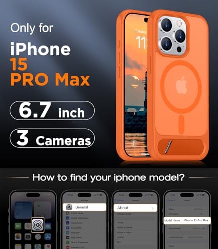 Temdan Magnetic Compatible with iPhone 15 Pro Max Case, [Built-in Invisible Kickstand][Compatible with MagSafe][Military Grade Shockproof] Slim Translucent Matte Phone Case for iPhone 15 Pro Max 6.7" - Image 2