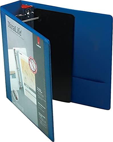 Cardinal 3 Ring Binder, 2 Inch Heavy Duty XtraLife Binder, Locking Slant-D Rings, Crack-Resistant Cover & Spine, ClearVue Covers, Holds 540 Sheets, Blue (26322) - Image 2