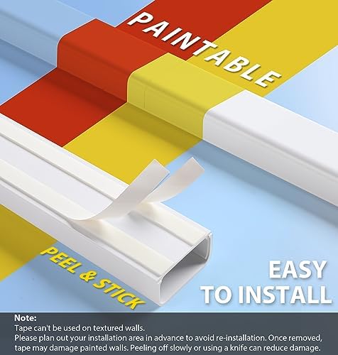 ZhiYo 32" Cord Covers for 4-7 Wires on Wall, White, 1.54" W x 0.75" H - Image 3