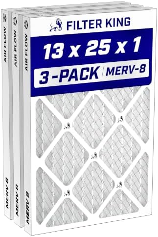 Filter King 13x25x1 Air Filter MERV 8, AC Furnace Filters (3-Pack) by FilterKing