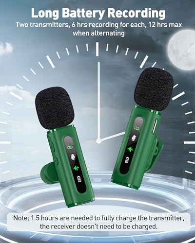 USB C Wireless Lavalier Microphone for iPhone, iPad & Android Phone, Green - Image 6