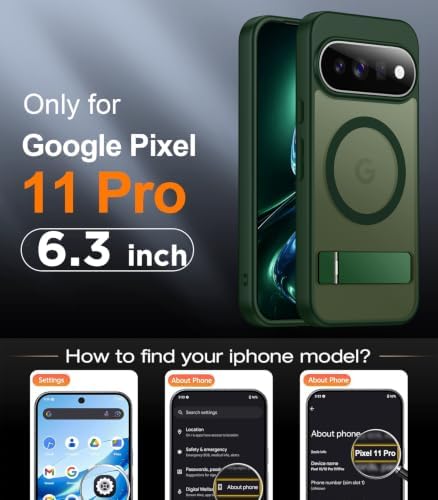 Temdan Designed for Google Pixel 11 Pro Case 2026, [Built-in Invisible Kickstand][Compatible with MagSafe][Military Grade Shockproof] Slim Translucent Matte Phone Case-Green - Image 2