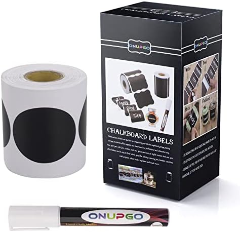 ONUPGO Chalkboard Labels-180pcs Waterproof Reusable Blackboard Stickers with 1 Liquid Chalk Marker for Mason Jars, Parties Decoration, Craft Rooms, Weddings, Storage, Organize Your Home & Kitchen by ONUPGO