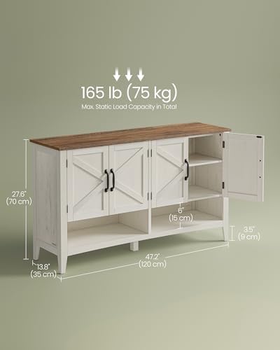 VASAGLE Farmhouse Shoe Cabinet, Narrow Storage Organizer, 4 Doors - Image 2
