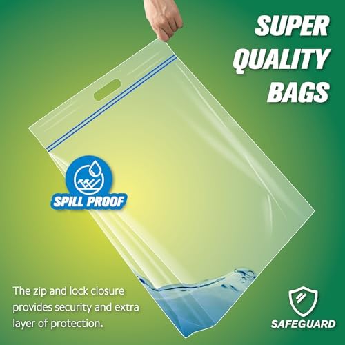HIBAG 15 Gallon Large Storage Bags, 24” x 24” Resealable Clear Bags with Handle, Extra Large XL Heavy Duty for Clothes Pillow Travel Moving, Pack of 5 - Image 3