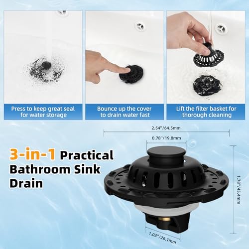 Universal Bathtub Drain Stopper, 2PCS Metal Shower Hair Catcher, Matte Black - Image 5