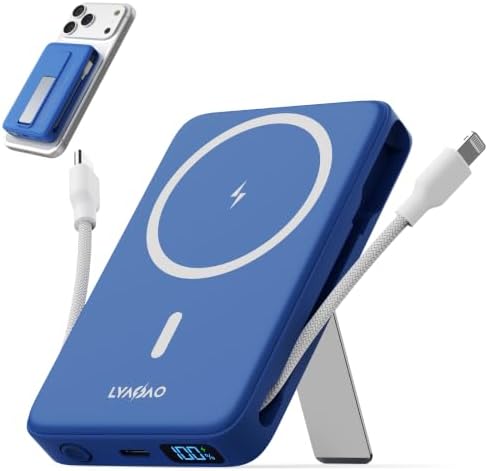 Magnetic Portable Charger 10000mAh, 22.5W Power Bank with Built in Cable by Unknown