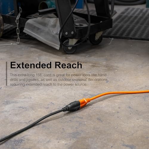 GE Outdoor Extension Cord, 15 Ft, Grounded Heavy Duty Extension Cord, 16AWG - Image 4