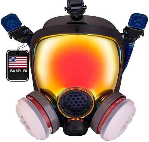Parcil Distribution Full Face Respirator Mask - Air Purifying, Organic Vapor & Particulate - Industrial Use - CE Tested by ParcilDistribution