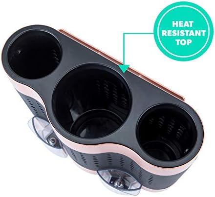 Minky Styling Dock - Silicone Mat Hair Tool Storage, Hair Dryer Holder Organiser - Rose Gold and Black - Image 4