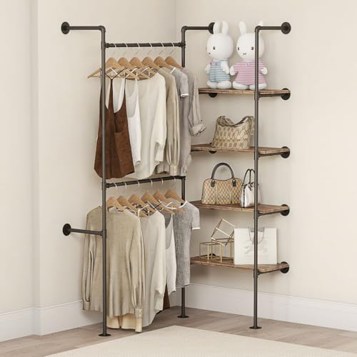 Industrial Pipe Clothing Rack with Shelves - Image 4