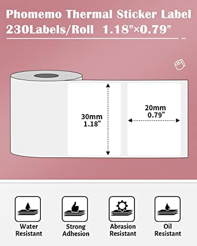 Phomemo Thermal Labels, 1.18" x 0.79", for M110/M100/M220/M108, 300 PCS - Image 2