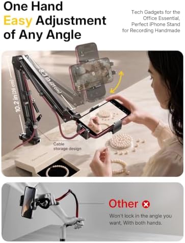 LISEN Cell Phone Holder for Bed Desk, Overhead Phone Mount iPhone Recording - Image 2