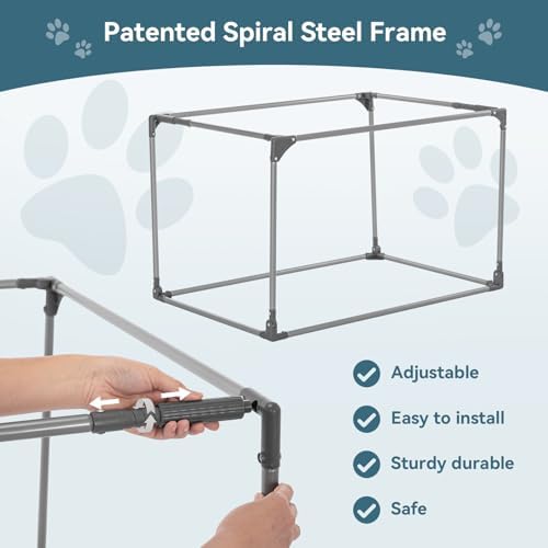PETSFIT 40" Soft Portable Dog Crate – Patented Spiral Sturdy Frame, Collapsible Travel Kennel for Large Dogs, 3 Mesh Door, Lockable Zippers, Indoor & Car Use Gray - Image 3