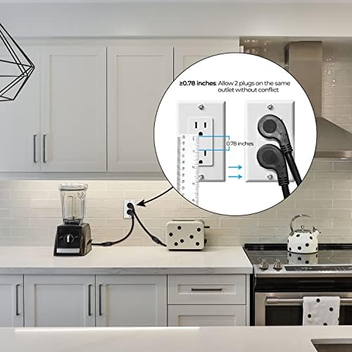 FIRMERST 1875W 15A Flat Plug Extension Cord, 6 Feet, 14 AWG, Black, 2 Pack - Image 5