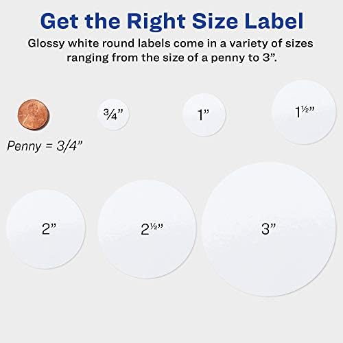 Avery Printable Round Labels with Sure Feed, 2.5" Diameter, Glossy White, 90 Customizable Labels (22830), 2.5" (Pack of 5) - Image 7