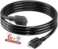 Skrizcable 16/3 Short Extension Cord 6 FT, Black Extension Cord Indoor by Skrizcable