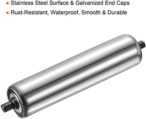 PATIKIL Conveyor Roller 2" Diameter 10" Length, Stainless Steel Gravity Transmission Replacement Part Galvanized End, Silver - Image 3