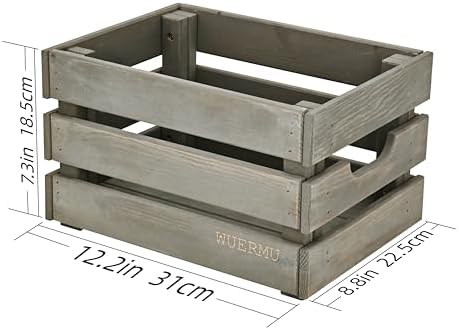 Gray Wooden Crates, Set of 4 Rustic Storage Boxes for Home Organization, Tool Box, Wine Carrier, and Camping Supplies, 12.2 Inches. - Image 3