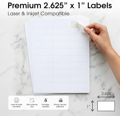 1" X 2 5/8" Matte White Printable Address Labels - Image 2