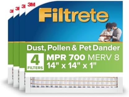 Filtrete 14x14x1 Air Filter, MERV 8, MPR 700, 4 HVAC Filters by Filtrete