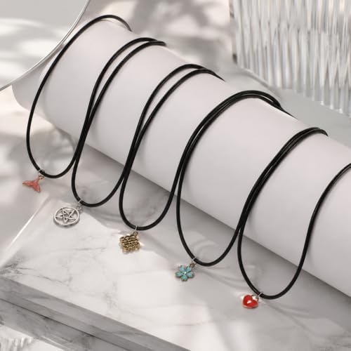 10 Pcs Leather Cord Necklace Black Leather Necklace Cord Polyester - Image 7
