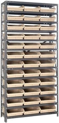Quantum Storage Systems 1875-110IV Steel Shelving Unit with 4" Shelf Bins, 18" D x 36" W x 75" H, Ivory by QuantumStorageSystems