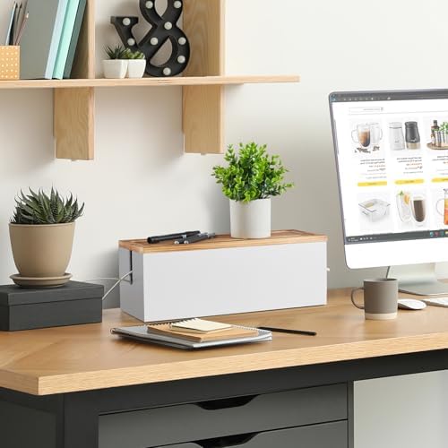 Bivvclaz Large Cable Management Box, Wooden Cord Organizer Box for Desk, Floor, Office to Hide Extension Cords Power Stripes Surge Protectors Chargers Wires, White - Image 6