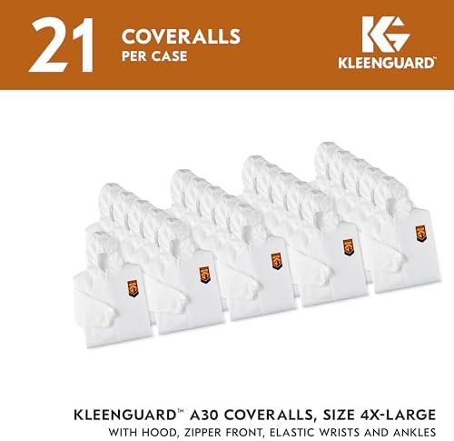 KleenGuard™ A30 Breathable Splash & Particle Protection Coveralls (46117), Zipper Front, Elastic Back, Wrists, Ankles & Hood, White, Reflex Design, 4XL (Qty 21) - Image 2