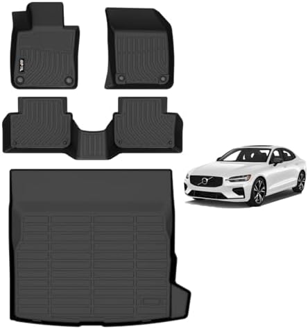 AIPOIL® Floor Mats Custom Fit for 2019-2025 Volvo S60 TPE All Weather Odorless Non-Slip Car Liners, 1st & 2nd Row Full Set, Black by AIPOIL