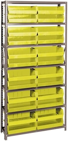Quantum Storage Systems QSBU-245YL Solid Heavy Duty 7 Shelves 24 Ultra Stack & Hang Yellow Bins 75" H x 36" W x 12" D by QuantumStorageSystems