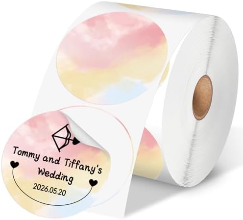 Phomemo 3” Color Circle Thermal Labels, Self-Adhesive Round Direct Sticker Label, Circular Thermal Printer Label for Logo Design, Name Tag, Thanks Card, Address, QR Code, 500 Labels/Roll, Gradient by Phomemo
