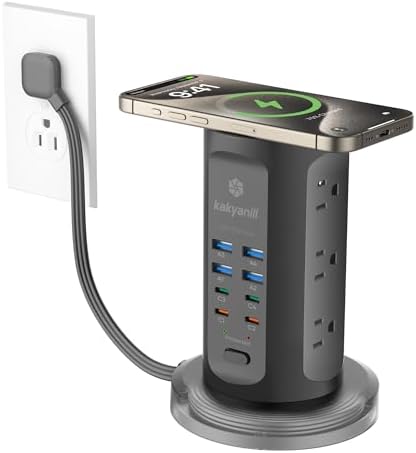 Power Strip Tower, kakyanill PD 65W Charging Station 9 AC Outlets 8 USB by kakyanill