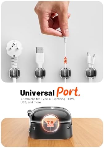 Cable Clips,8 Pack Cord Holder Cord Organizer [1s Lock & Strongest Adhesive] Spring Cord Clips Phone Charger Wire Desk Cable Management Nightstand Home Office School Decor Women Cute Desk Black - Image 4